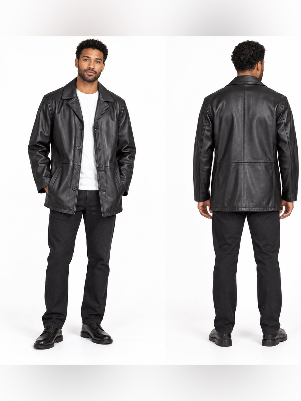 U.S. Polo Assn Leather Co Men’s Black Genuine Leather Car Coat Jacket Size M